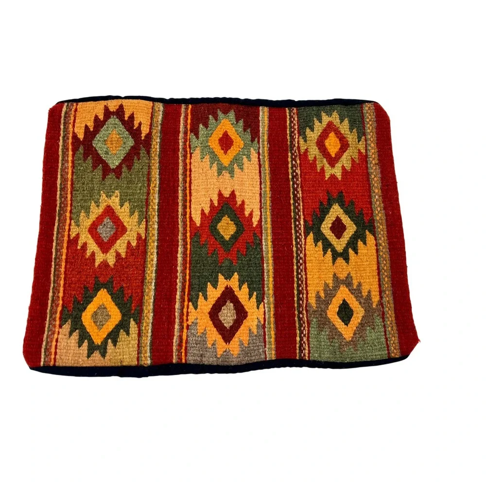 Wool Kilim Pillow Cover 18x15 Southwestern Geometric Artisan Tribal Earthy Cabin